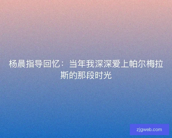 杨晨指导回忆：当年我深深爱上帕尔梅拉斯的那段时光